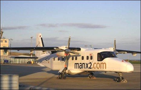 A Manx2.com plane on the runway