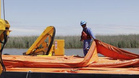 Worker with boom