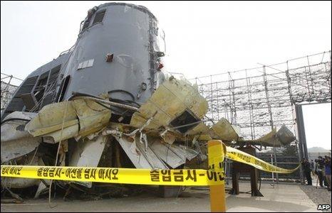 Wreckage of the Cheonan, on 19 May 2010