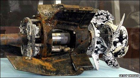 Torpedo parts salvaged from the Yellow Sea shown at a South Korean Defence Ministry press conference, Seoul, 20 May 2010