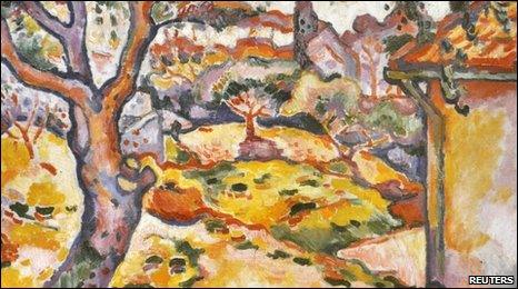 A reproduction of L'Olivier pres de l'Estaque (Olive Tree near l'Estaque) painted by Georges Braque in 1906