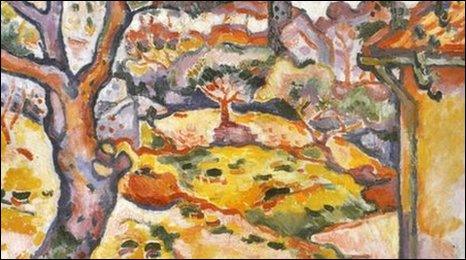 A reproduction of L'Olivier pres de l'Estaque (Olive Tree near l'Estaque) painted by Georges Braque in 1906