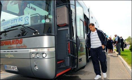 Cardiff City striker Michael Chopra setting off for Wembley