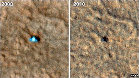 Before and after Phoenix images (Nasa)