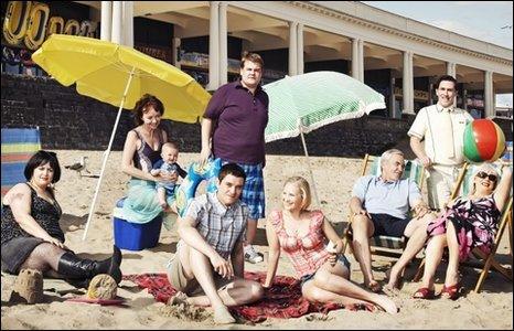 Gavin and Stacey cast on Barry beach