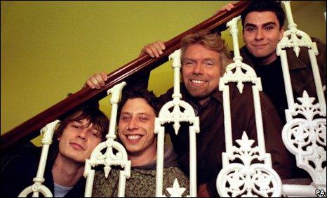 Stereophonics - Stuart Cable second left - with Richard Branson in 1996