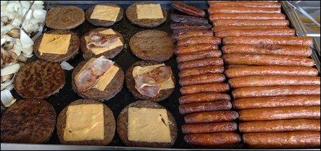 Burgers and sausages (BBC)