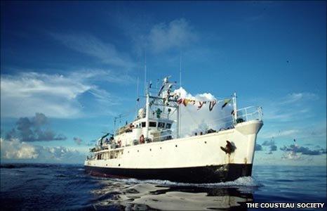 The Calypso, Jacques Cousteau's research vessel, before it was damaged in 1996