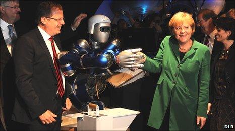 Prof Woerner and Angela Merkel at ILA2010