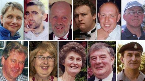 Eleven of the 12 victims of the Cumbria shootings. No photo has been issued of Kevin Commons