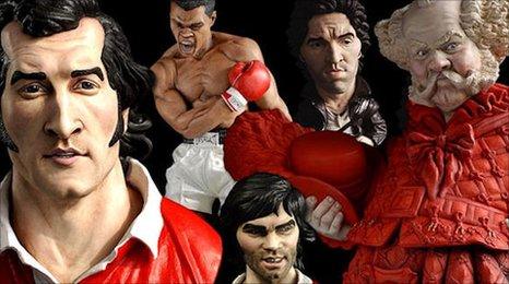 Groggs of Gareth Edwards, Muhammad Ali, Bruce Springsteen, Bryn Terfel as Falstaff, and George Best