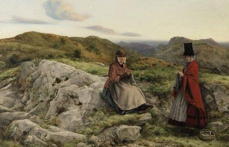 William Dyce Welsh Lanscape with Two Women Knitting (Amgueddfa Cymru – National Museum Wales)