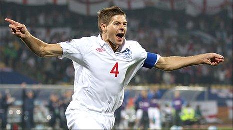 Stephen Gerrard celebrates after scoring England's only goal of the tournament in their opener against the USA