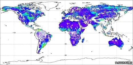 Global soil moisture map (P. Richaume)