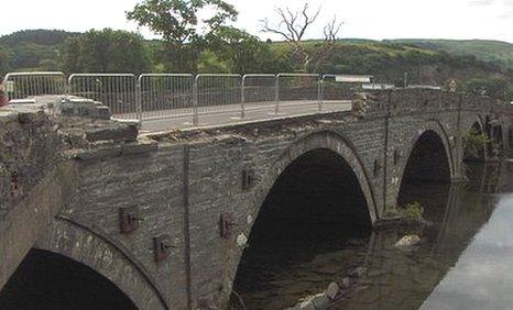 The damage to Dyfi Bridge