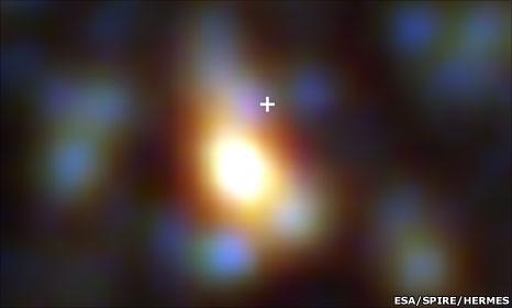 A distant galaxy seen via Abell 2218 (Esa)