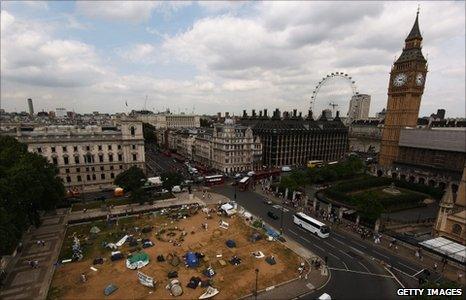 Tents in Parliament Square