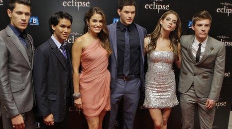 Alex Meraz, Booboo Stewart, Nikki Reed, Kellan Lutz, Ashley Greene and Xavier Samuel