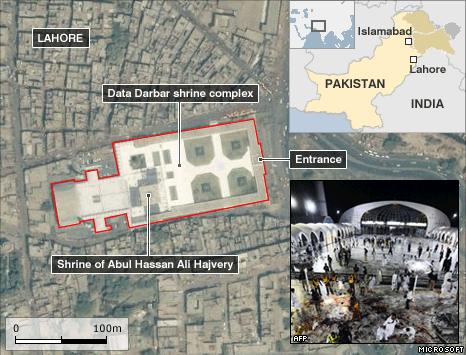 map of shrine in Lahore