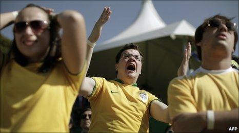 Fans in Sao Paulo react after Netherlands scored their second goal