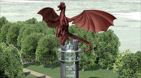 An image of how the dragon tower, near Wrexham, might look