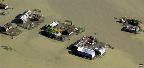 Flooded properties in Bangladesh (Image: AP)