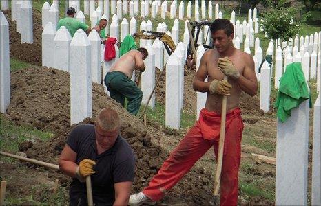 Fresh graves being dug in Srebrenica