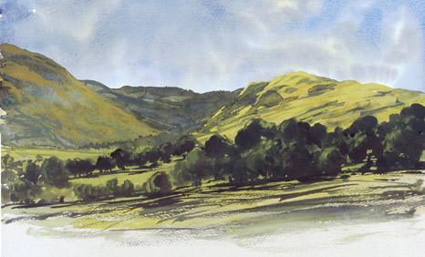 The Cambrian Mountain scene watercolour painted by Prince Charles