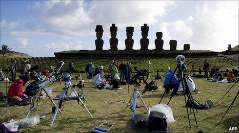 Eclipse watchers on Easter Island