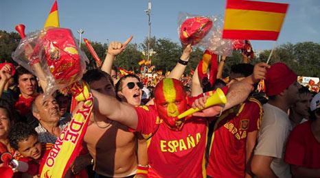 Spanish football fans in Madrid