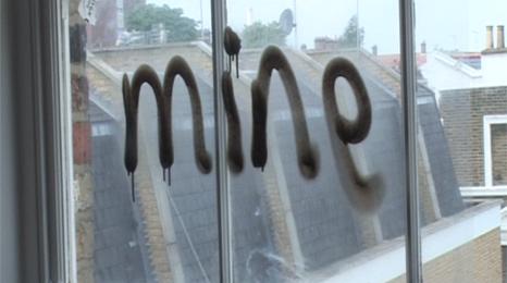 Mine written on a window