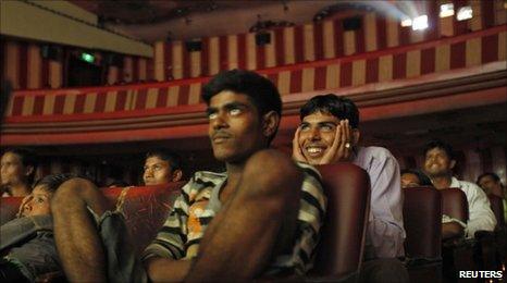 Cinemagoers watch "DDLJ" in Mumbai on 11 July 2010