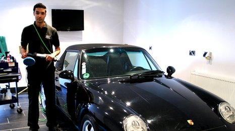 Car cleaner with Porsche 911