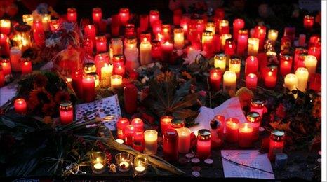 Tributes left at the site of Love Parade in in Duisburg