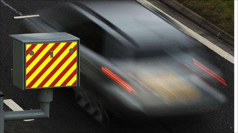 Car speeding past road safety camera