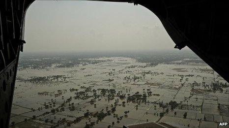 Flooded areas in Southern Punjab province