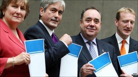 Annabel Goldie, Iain Gray, Alex Salmond and Tavish Scott