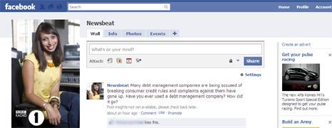 Screen grab of Newsbeat Facebook page