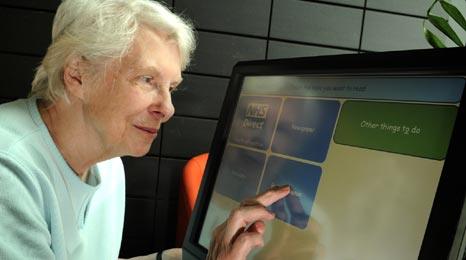 Woman using a touchscreen