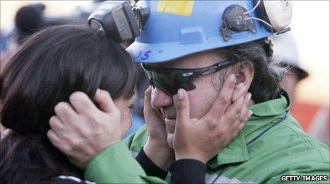 Chilean miner Franklin Lobos is reunited with his loved ones