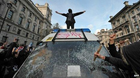 Student protestor in London