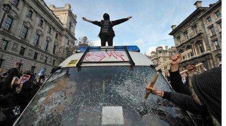 Student protestor in London