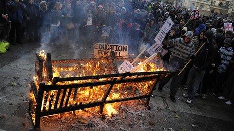 Student tuition fee protests in London