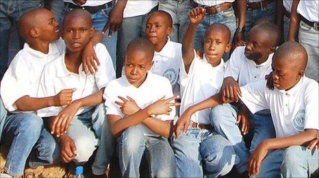 A group photo of Tanzanian children