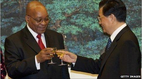 South Africa President Jacob Zuma and China President Hu Jintao