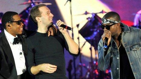 Jay-Z, Chris Martin and Kanye West