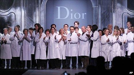 Dior staff on catwalk at end of show