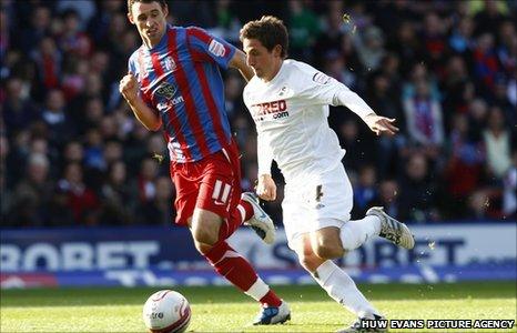 Joe Allen takes on Crystal Palace