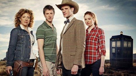 Alex Kingston, Arthur Darvill, Matt Smith and Amy Pond