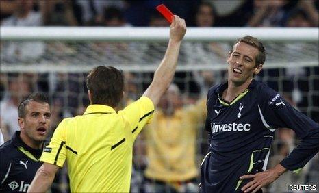 Peter Crouch is sent off